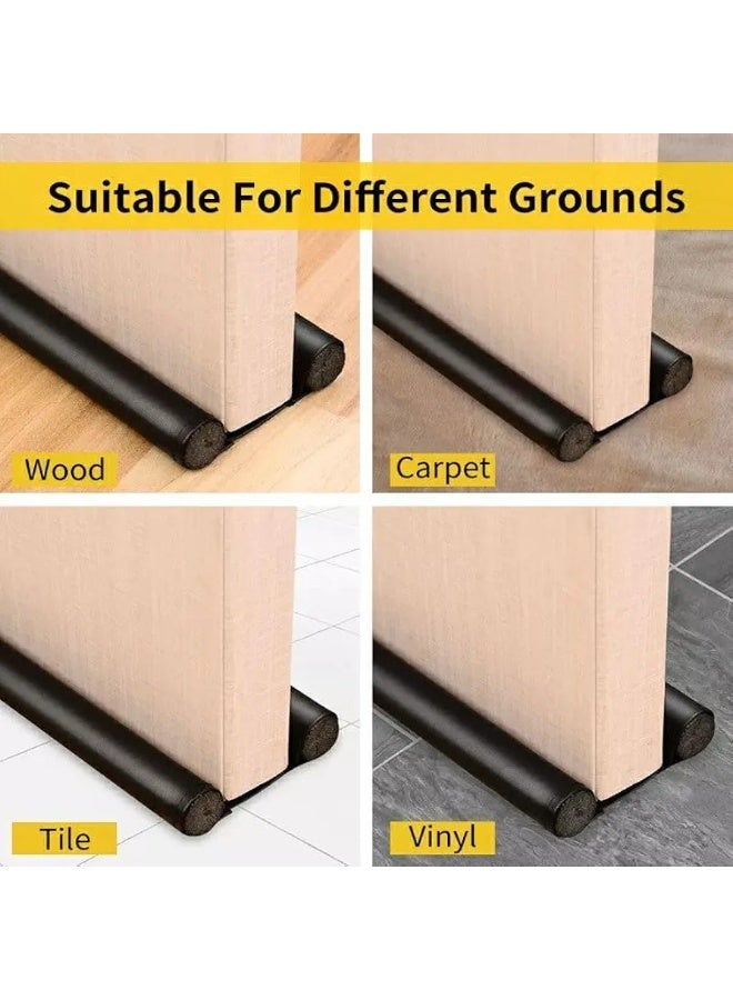 Under-door barrier to protect against dust, insects, cold air, and noise; removable under-door seal without drilling or screws; flexible double design in black to suit all doors - Image 4